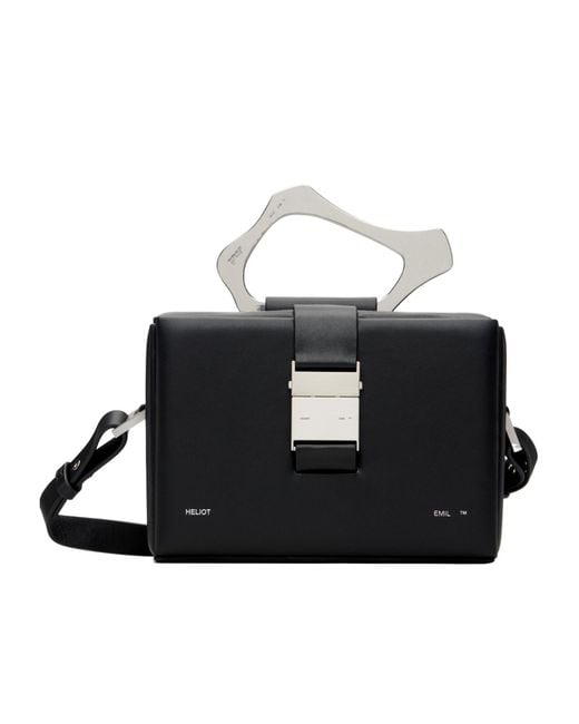 HELIOT EMIL Black Solely Box Handle Shoulder Bag for men