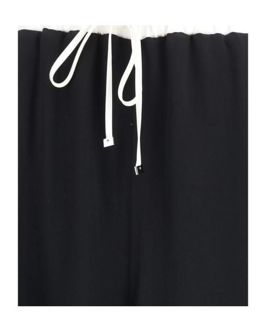 Kiton Black Wide-Leg Silk Pants
