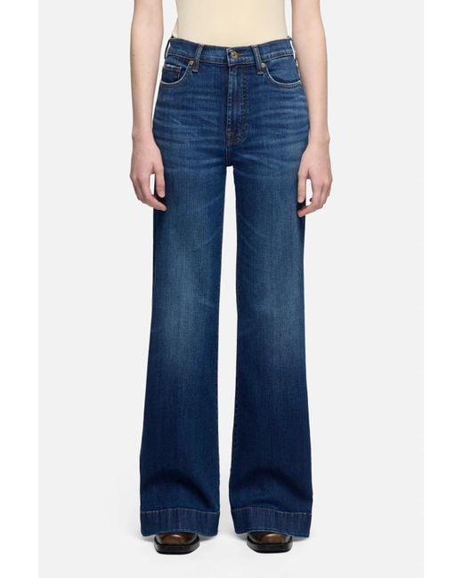 7 For All Mankind Blue High-Waisted Jeans