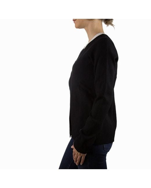 Armani Jeans Black Round-Collar And Long-Sleeved Knitted Cardigan