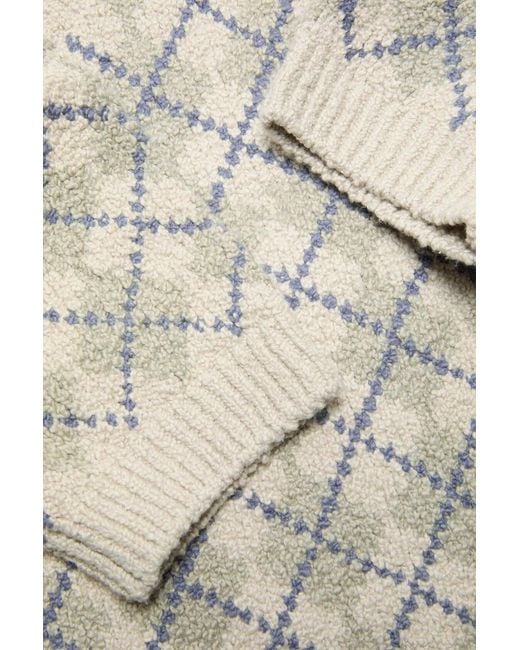 Acne White Bouclé Argyle Knit Sweater
