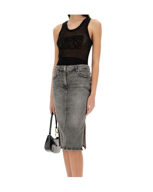 Moschino Black Mesh Top With Logo