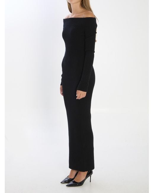 Max Mara Black Arnes Off-Shoulder Maxi Dress