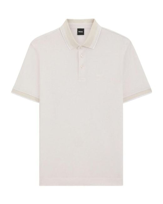 Boss White Piqué Polo Shirt for men