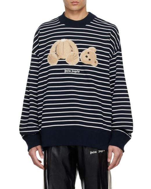 Palm Angels Blue Bear-Print Sweatshirt for men