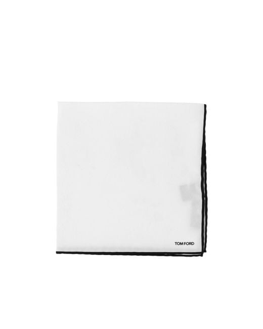 Tom Ford White Satin Pocket Square Scarf for men