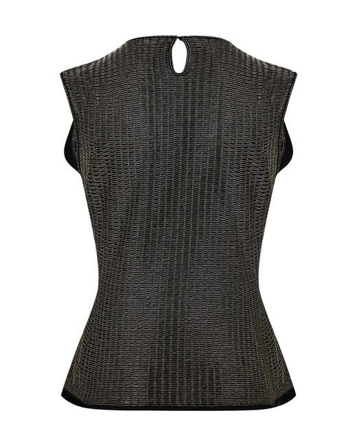 McQueen Black Short-Sleeve Crew Neck Knit Top