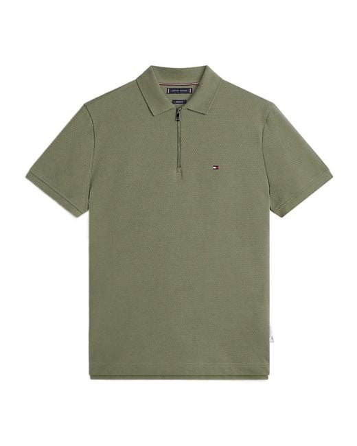 Tommy Hilfiger Green Airdot Zip-Up Polo Shirt for men