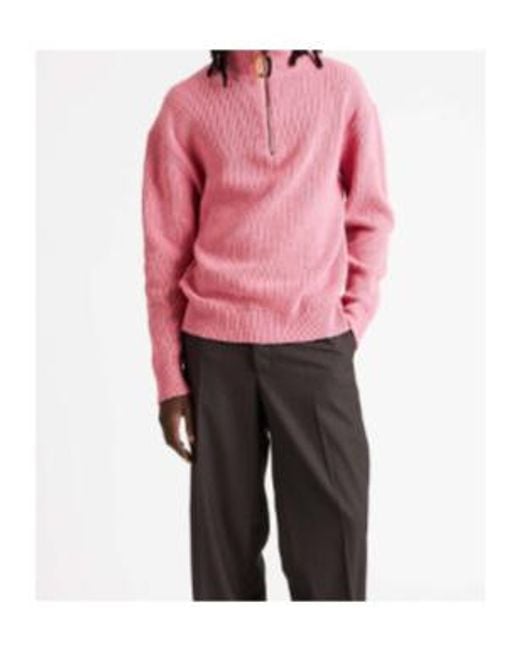 J.W. Anderson Pink Jw Anderson Half-Zip High Neck Knitted Sweater for men
