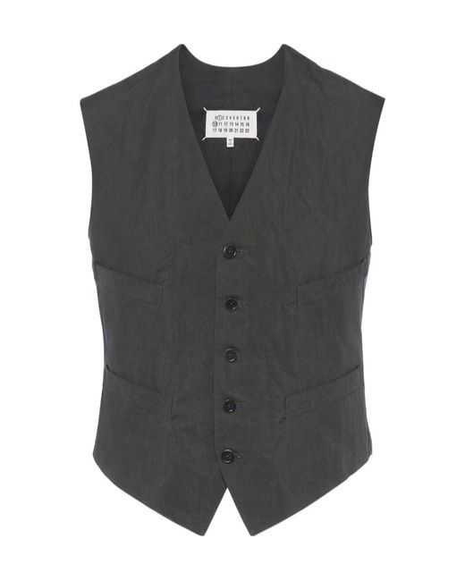 Maison Margiela Black Buttoned Vest Jacket for men