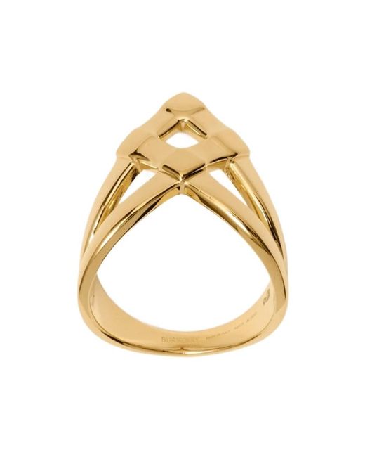Burberry Metallic Check Point Ring
