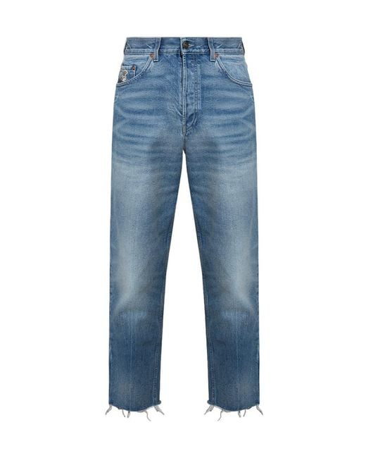 Gucci Blue Logo Pathch Cropped Jeans for men