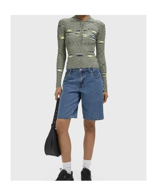 Ganni Green Spacedyed Knit Polo Top