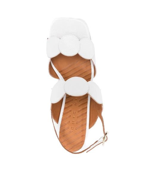 Chie Mihara White Round-Toe High-Heeled Sandals