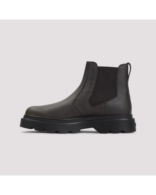 Tod's Black Round Toe Slip-On Ankle Boots for men
