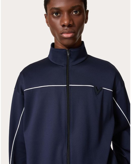 Valentino Blue Zip-Up High Neck Jacket for men