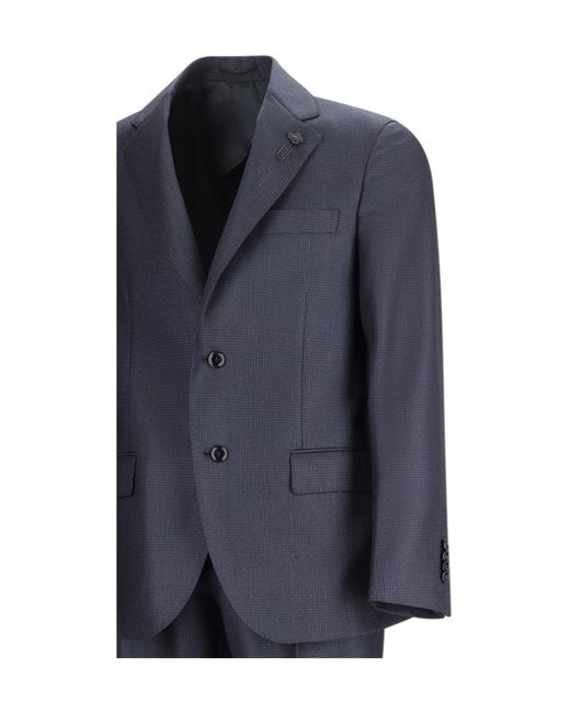 Lardini Blue Single-Breasted Wool Suit for men