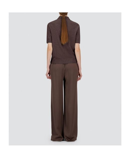 Herno Brown Short-Sleeved Knitted Polo Shirt