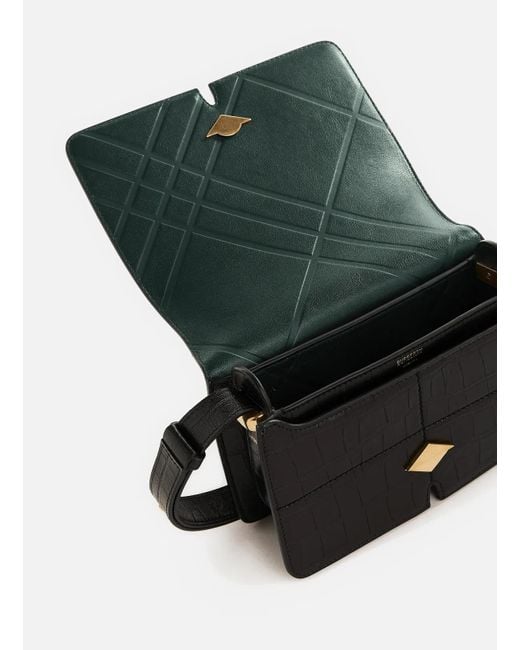 Burberry Black Snip Embossed Foldover-Top Shoulder Bag