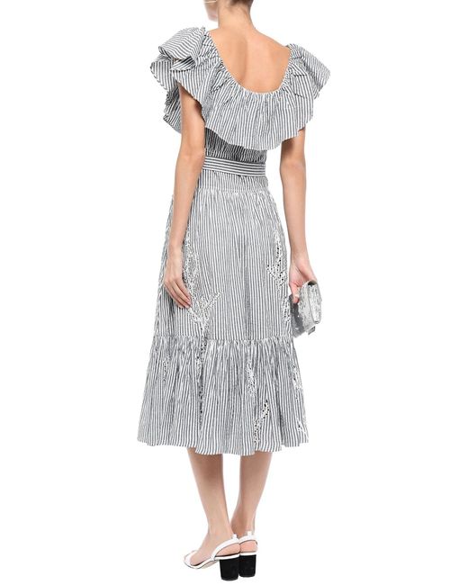Tory Burch Gray Striped Short-Sleeve Dress