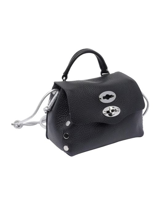 Zanellato Black Postina Superbaby Foldover Top Handbag