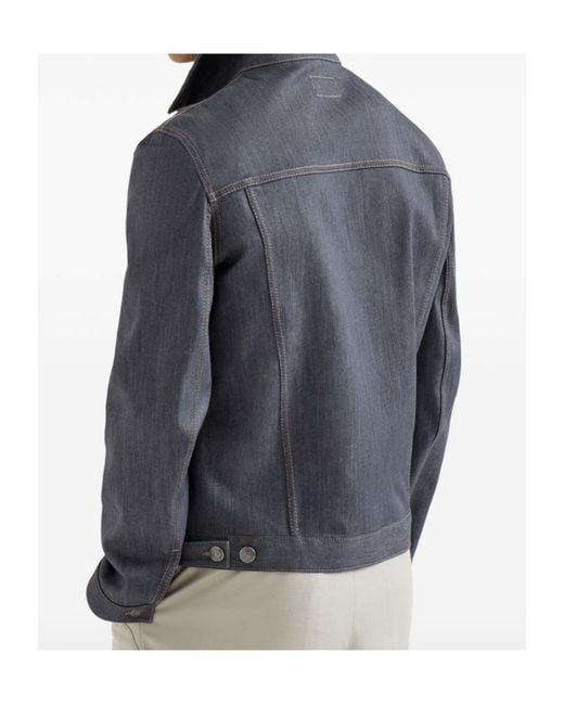Brunello Cucinelli Blue Denim Four-Pocket Jacket for men