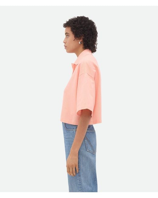 Bottega Veneta Blue Cropped Cotton Piquet Polo