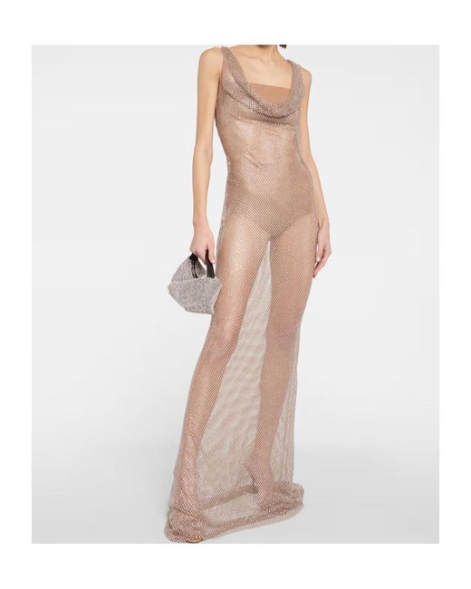 GIUSEPPE DI MORABITO White Embellished Mesh Gown