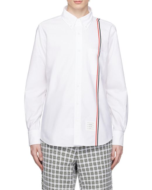 Thom Browne White Rwb Striped Buttoned Shirt for men