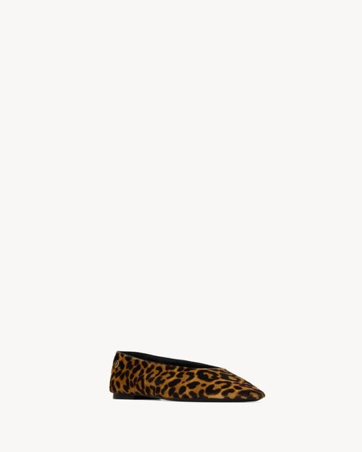 Saint Laurent Brown Sao Leopard-Print Ballet Flats