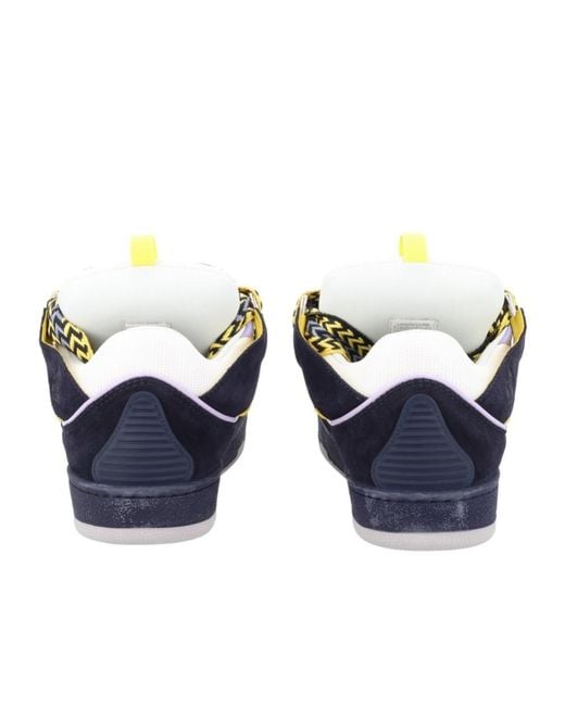 Lanvin Blue Curb Cut-Out Braided Sneakers