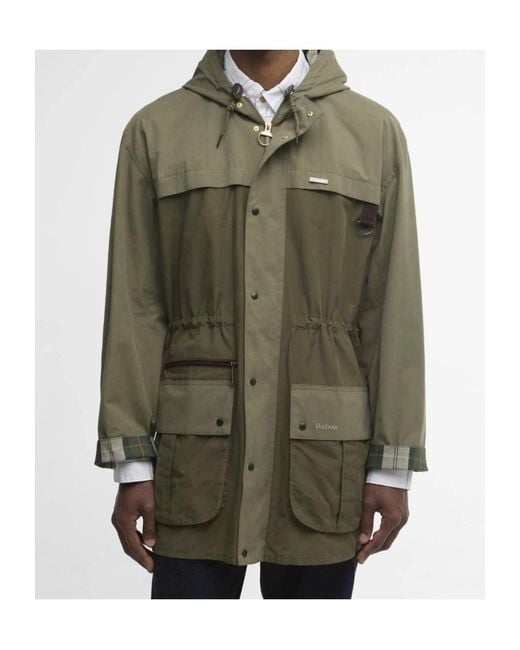 Barbour Green Logo-Embroidered Coat for men