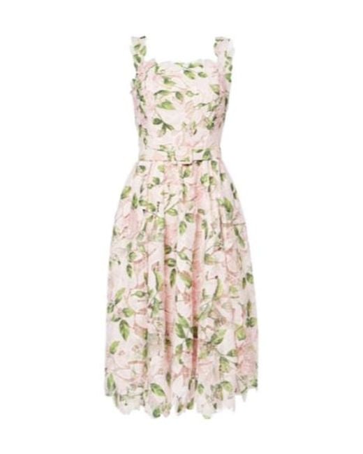 Oscar de la Renta White Floral Guipure Cocktail Dress