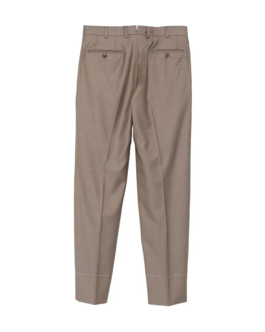 Brioni Gray Tigullio Pressed-Crease Tailored Trousers for men