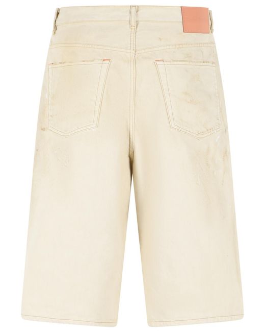 Acne Natural Distressed Patch Shorts for men