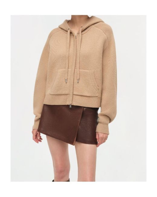 Jonathan Simkhai Brown Dakota Wool Cropped Hoodie