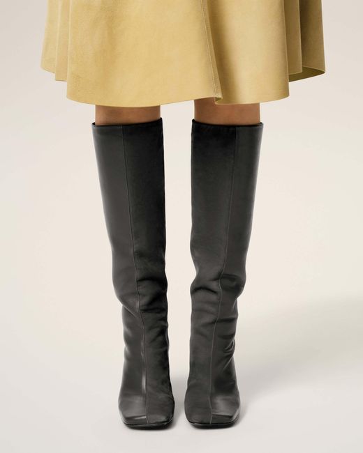 AMI Black Bicolor Wedge Knee-High Boots