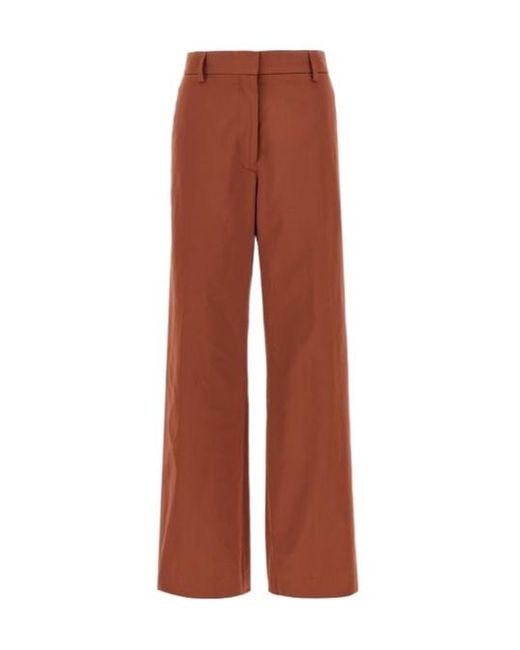 Dries Van Noten Brown Mid-Waisted Taffeta Trousers