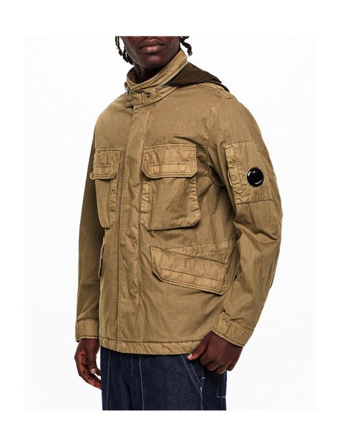 C P Company Green Stand-Collar Multi-Pocket Utility Jacket for men
