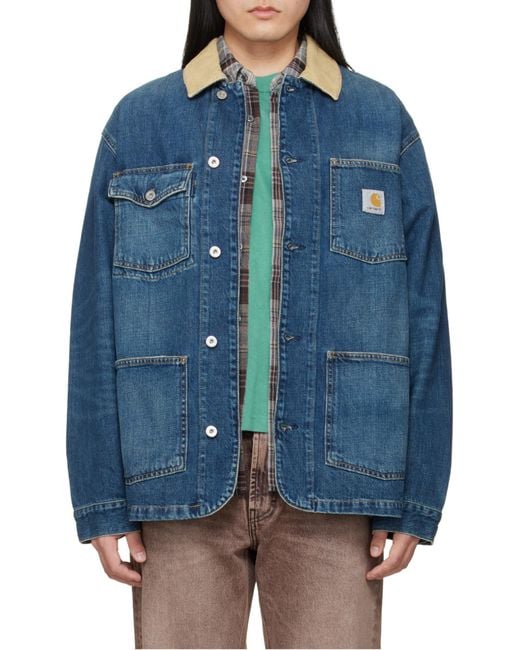 Carhartt Blue Warren Denim Chore Coat for men