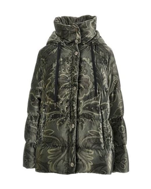 Etro Green Hooded Patterned Jacket