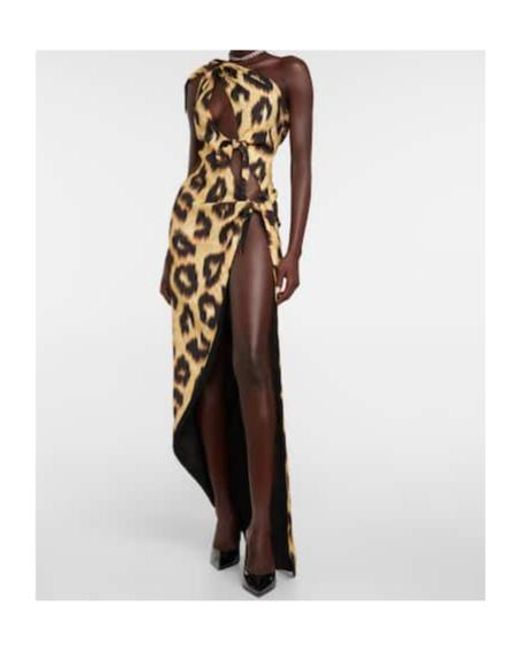 The Attico Black Leopard-Print Cutout Maxi Dress