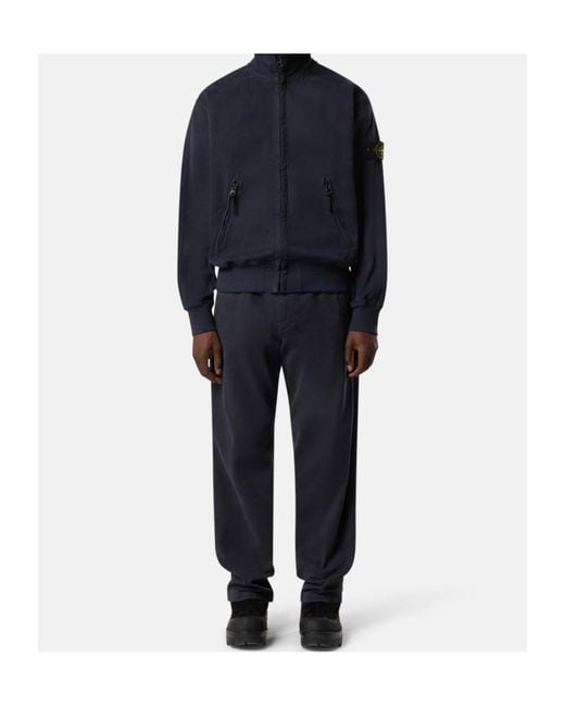 Stone Island Blue Oversized-Fit Track Jacket With Zip Pockets for men