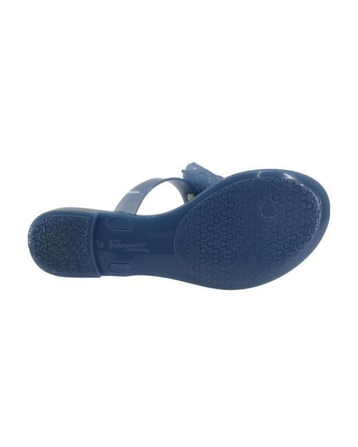 Ferragamo Blue Logo Flip-Flops