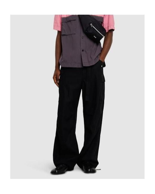 Sacai Black Pantalones De Sarga De Algodón for men