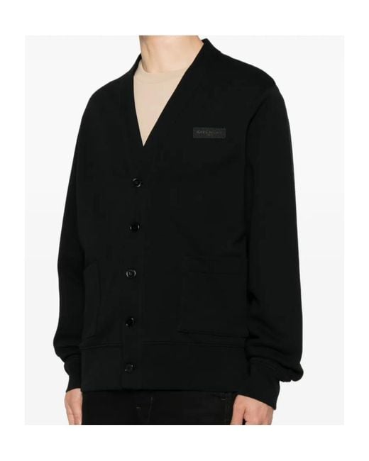 Givenchy Black Logo-Patch Cardigan for men