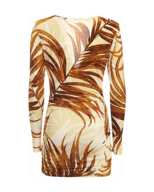 Just Cavalli Multicolor Tropical Print Ruched Mini Dress