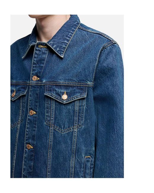 7 For All Mankind Blue Long-Sleeve Denim Jacket for men