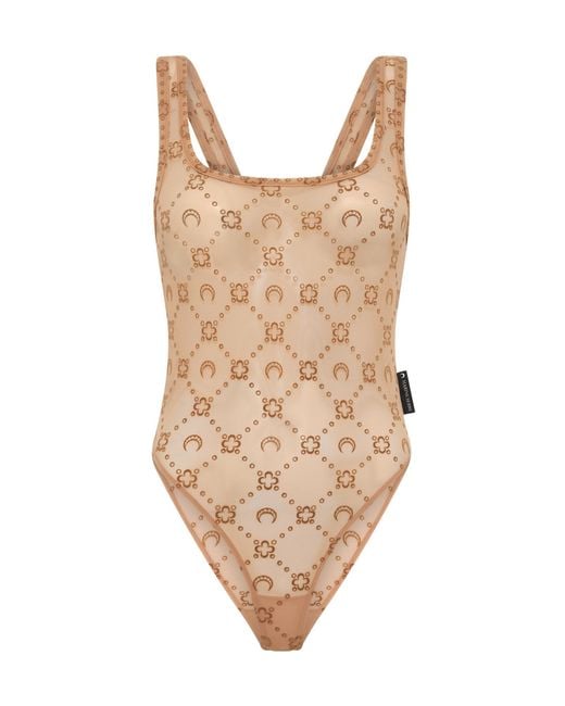 MARINE SERRE Natural Square Neck Bodysuit