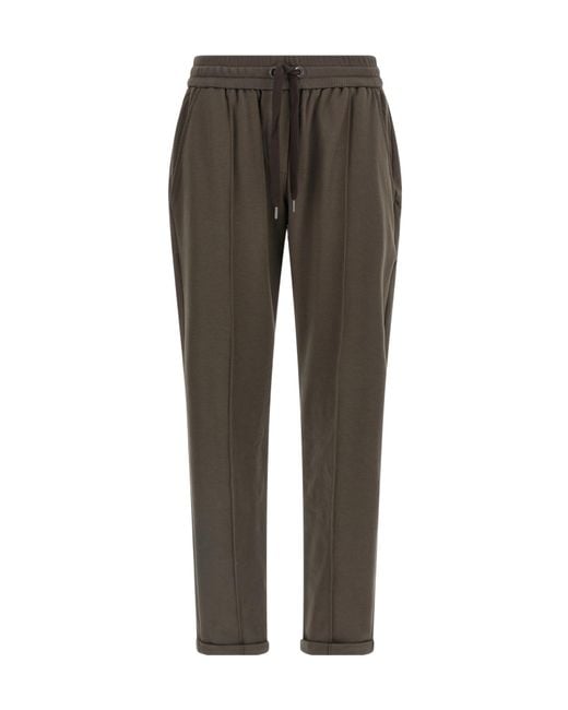 Brunello Cucinelli Gray Drawstring Tapered-Leg Sweatpants